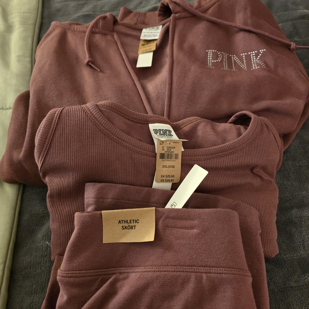 PINK Victoria's Secret Mauve Hoodie and Skort Set